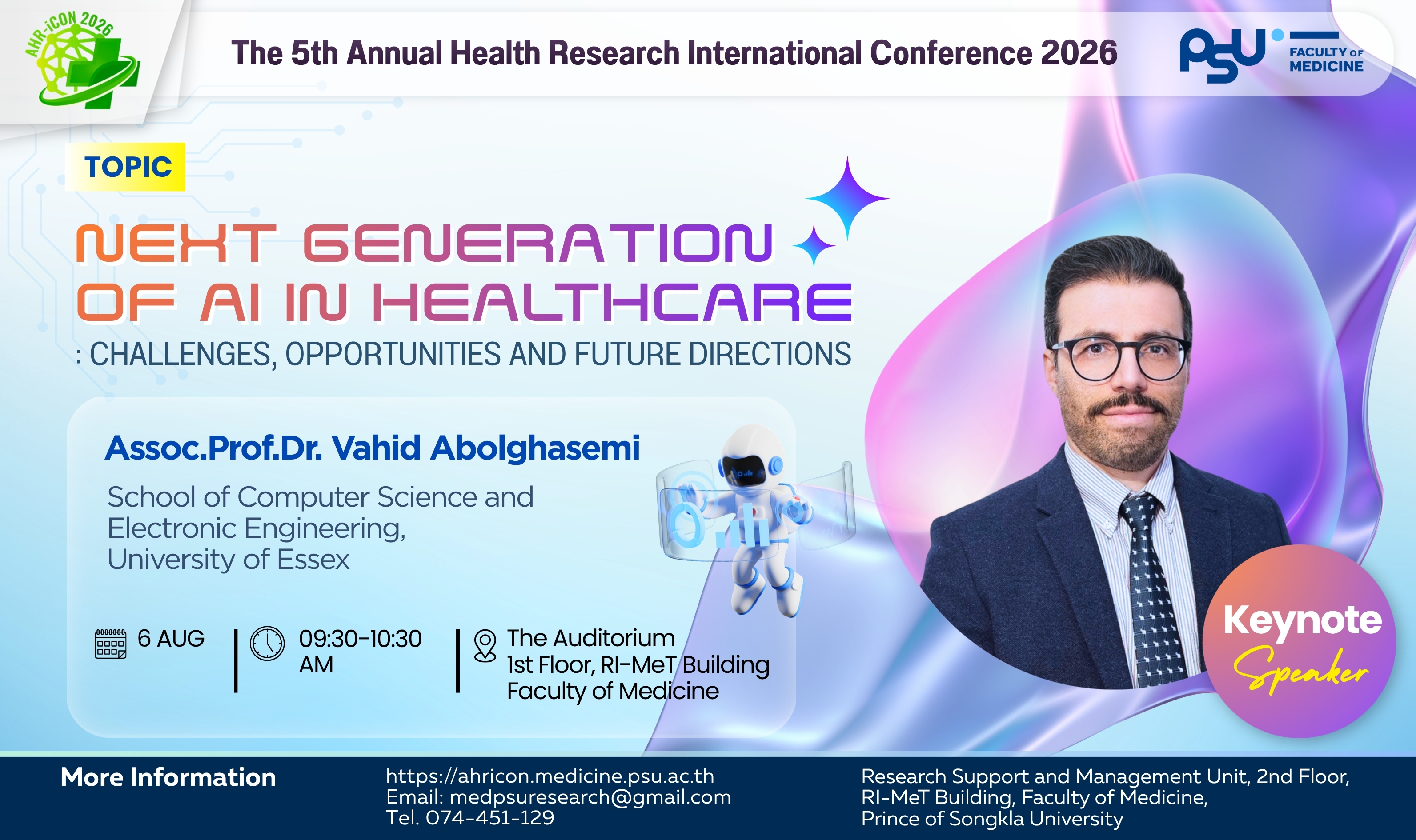 Keynote session: Next Generation of AI in Healthcare by Assoc. Prof. Dr. Vahid Abolghasemi