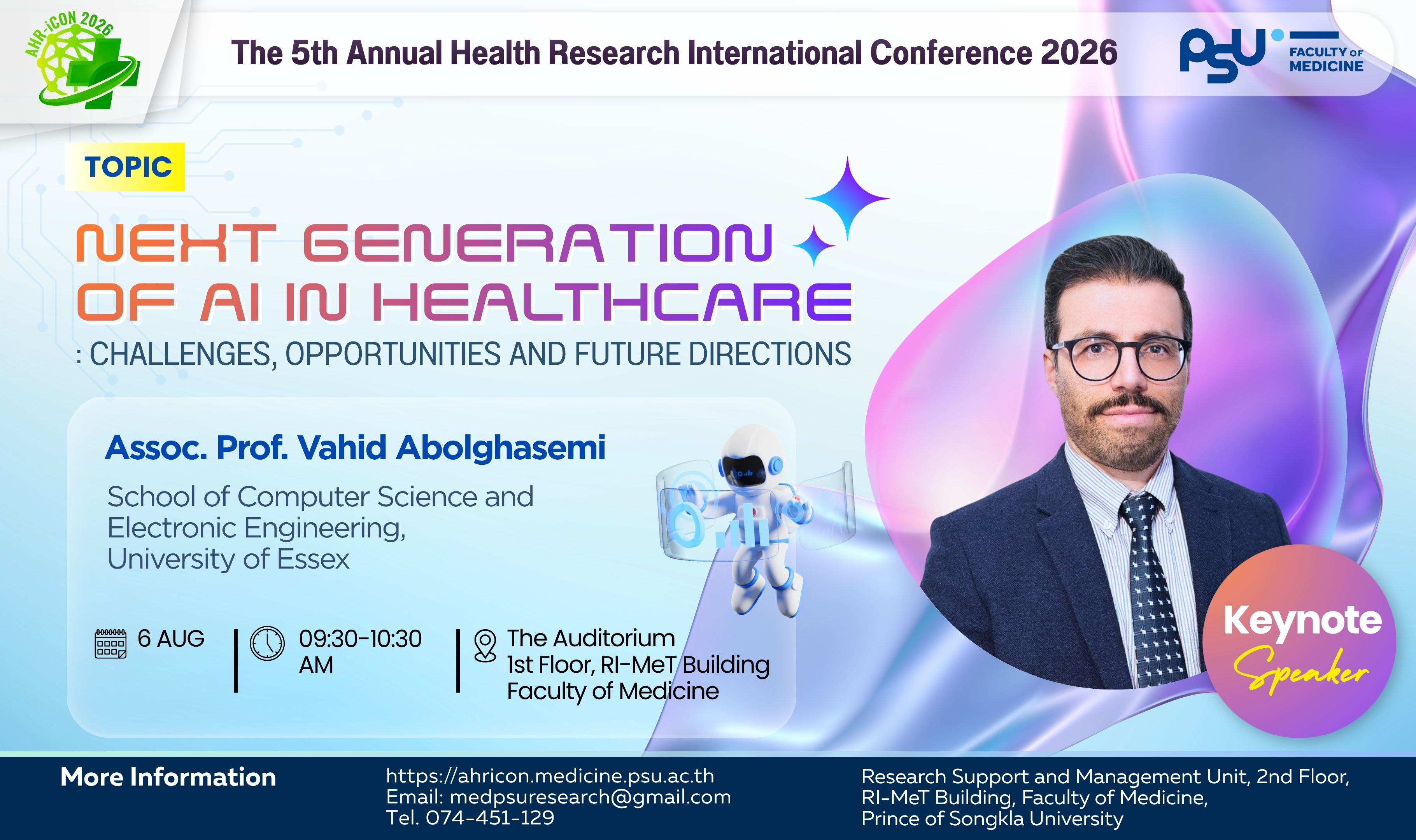 Keynote session: Next Generation of AI in Healthcare by Assoc. Prof. Dr. Vahid Abolghasemi